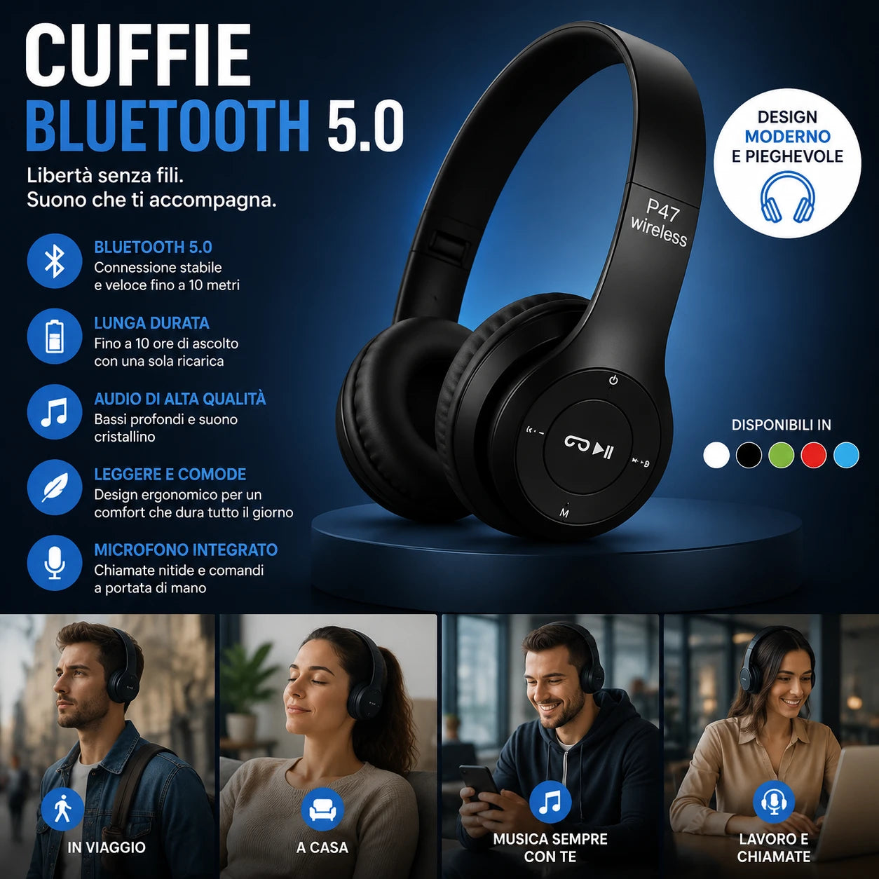 Cuffie Bluetooth Senza Fili