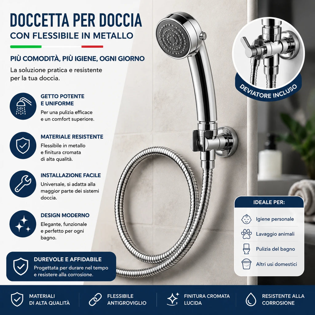 Kit completo per doccetta manuale cromata