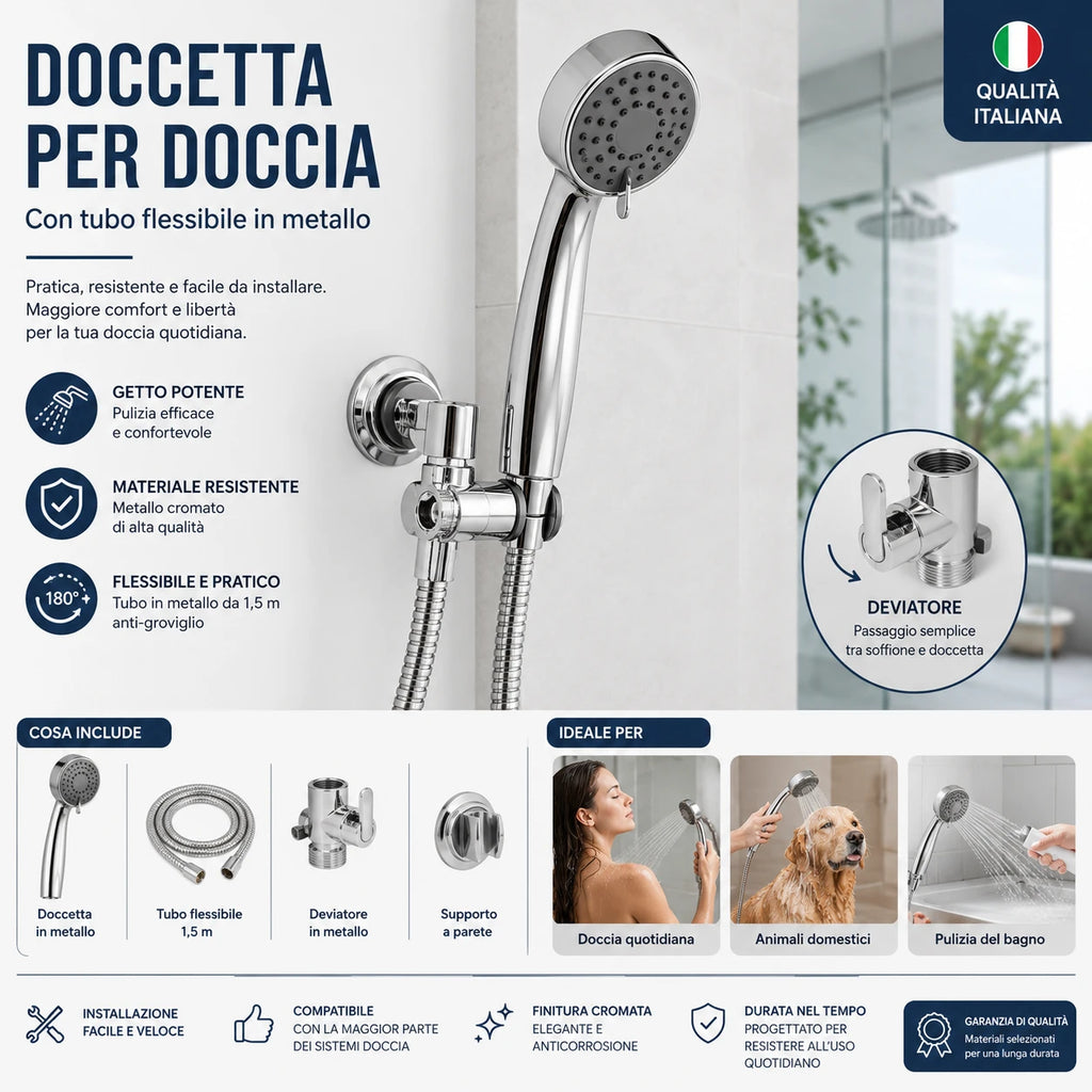 Kit completo per doccetta manuale cromata