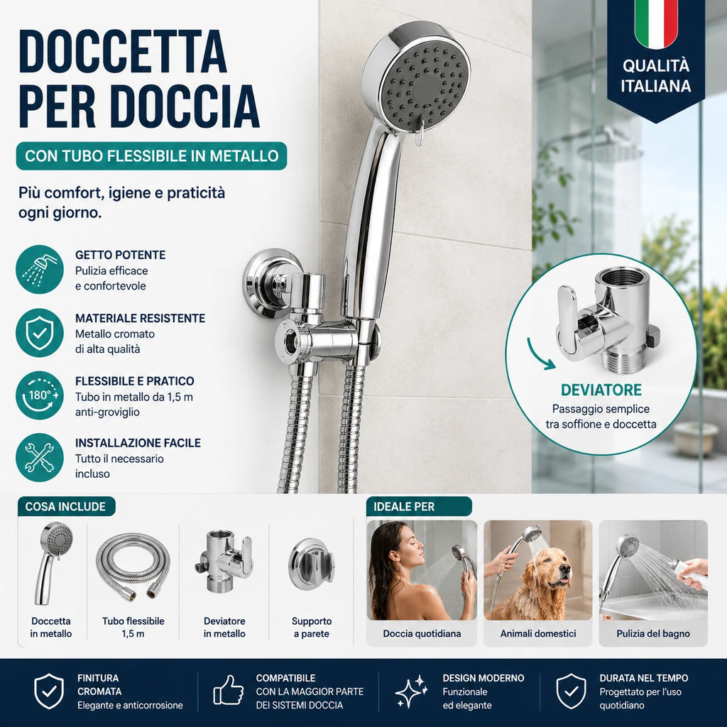Kit completo per doccetta manuale cromata