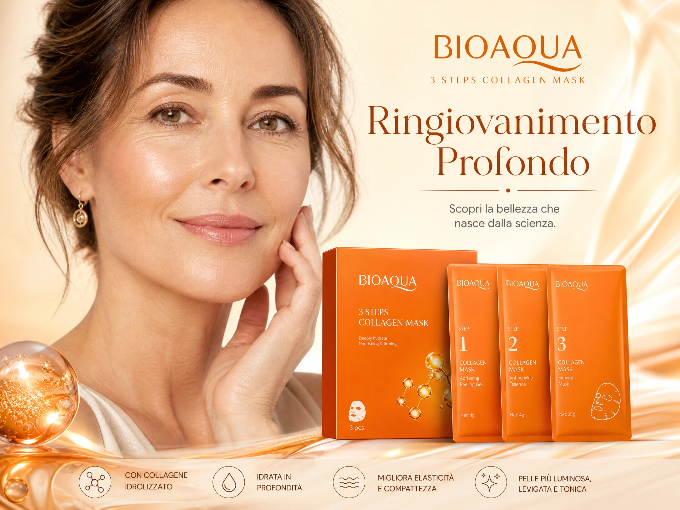 Maschera Viso Ringiovanente al Collagene - 3 Passaggi