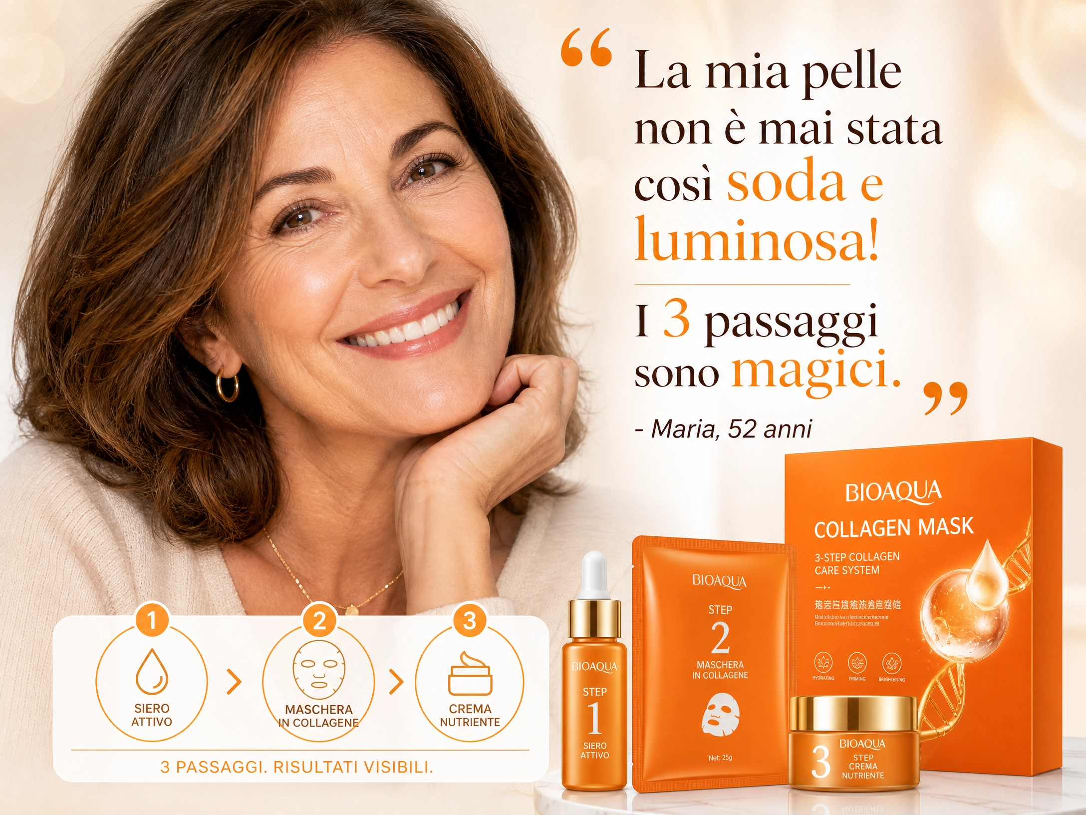 Maschera Viso Ringiovanente al Collagene - 3 Passaggi